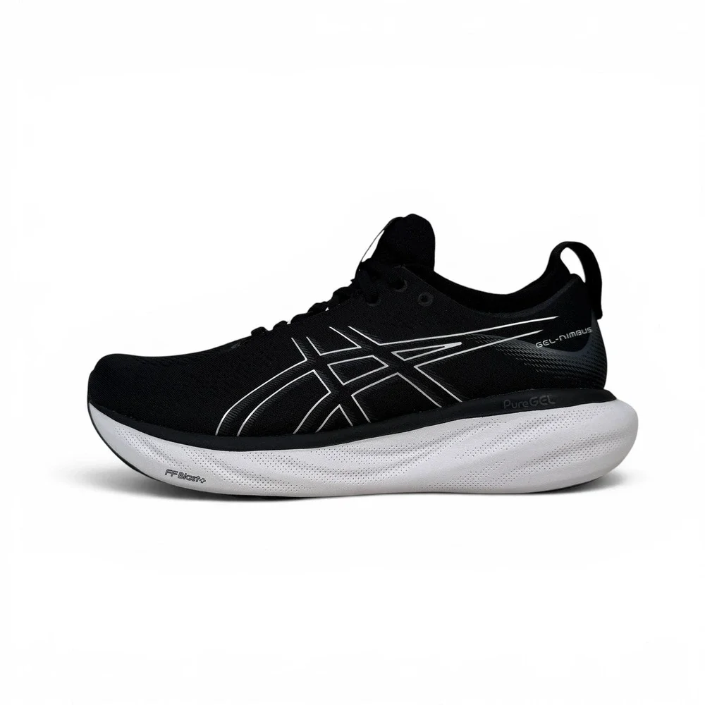 Asics Gel Nimbus 25‎ Running Shoes Womens 11.5 Wide Black White 1012B437 001